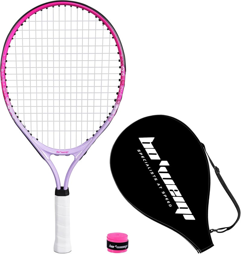 BOWEI 17"-25" Kids Tennis Racket for Aged 2-12 Lightweight Youth Tennis Racquet for Girls and Boys Outdoor/Indoor Sports with 1 Non-Slip Grip and 1 Shoulder Strap Bag Easy Carry - Image 1
